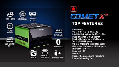 N305 mini PC - INTEL N305 Desktop PC 16GB DDR5 + 1TB PCIe4.0 - COMET-X - BoostR eGPU