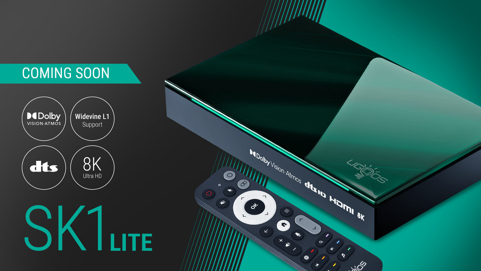 Ugoos SK1 LITE Dolby Atmos Vision TV BOX 8K Amlogic S928X-K Android 11.0 LPDDR4 4GB RAM 64GB ROM WiFi6 1000M BT5.2 USB3.0 Support AV1 H.265 8K 60fps VP9 HDR Box - BoostR eGPU