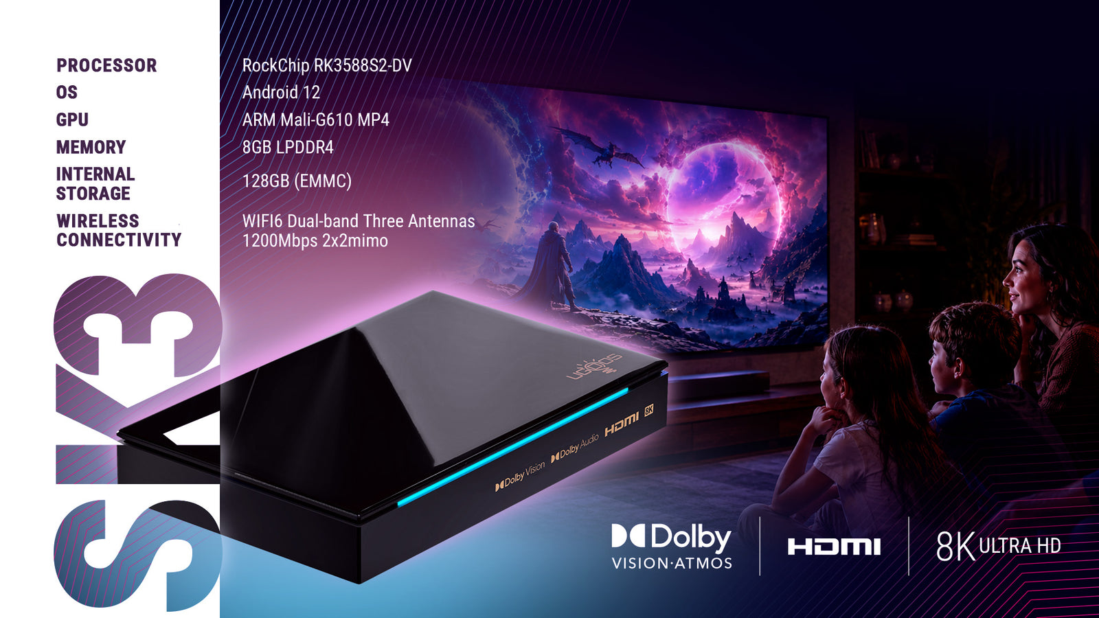 UGOOS SK3 8K RockChip RK3588S2 Android TV Box 8GB DDR4 + 128GB eMMC - BoostR eGPU